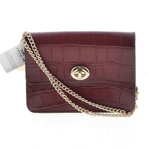 NWT Coach Factory Leather Burgundy Croc-Embossed Crossbody Bag
